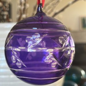VTG Large Bohemian Czech hand blown Christmas Ornament, Amethyst purple